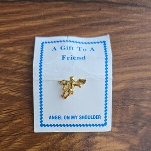 Vtg Gold Gaurdian Angel Pin - NWT